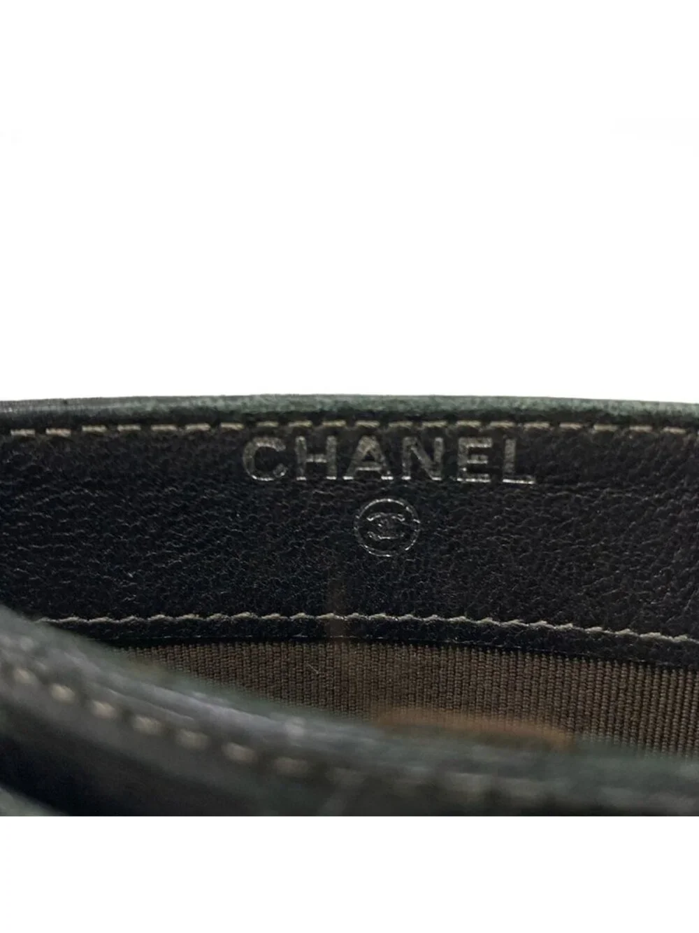 Chanel Card Case Quilted Black Silver Lambskin